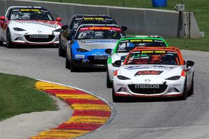 Bryan Ortiz's, Dean Copeland's, Patrick Gallagher's, Mark Drennan's and Todd Lamb's Mazda MX-5 Cups