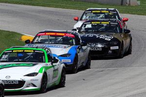 Dean Copeland's, Patrick Gallagher's, Mark Drennan's and Todd Lamb's Mazda MX-5 Cups