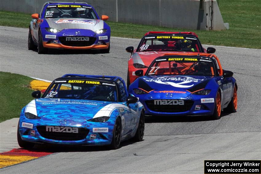 Keith Jensen's, Luke Oxner's, Zach Lee's and Max Faulkner's Mazda MX-5 Cups