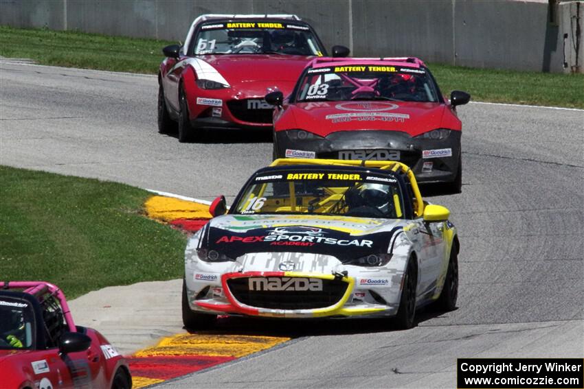 John Dean's, Ashton Harrison's and Matt Cresci's Mazda MX-5 Cups