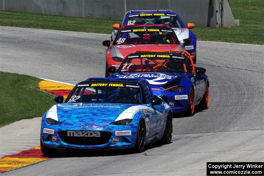 Keith Jensen's, Luke Oxner's, Zach Lee's and Max Faulkner's Mazda MX-5 Cups