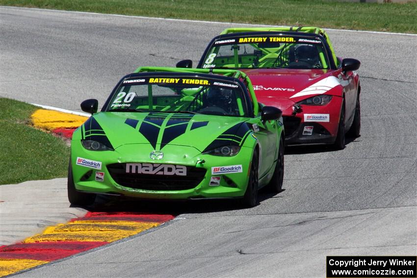 Hernan Palermo's and Nathanial Sparks' Mazda MX-5 Cups