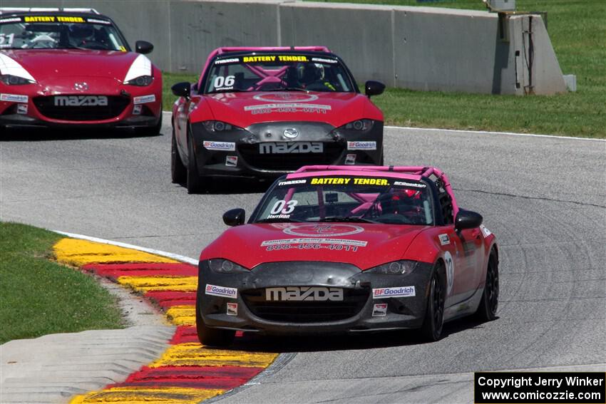 Ashton Harrison's, Patrick Wilmot's and Matt Cresci's Mazda MX-5 Cups
