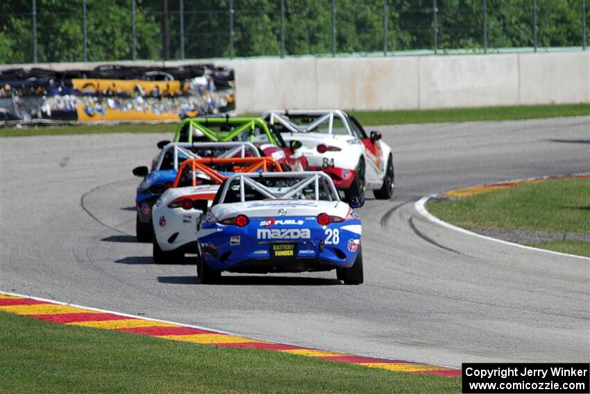 Todd Lamb's, Nathanial Sparks', Robert Stout's, Bryan Ortiz's and Patrick Gallagher's Mazda MX-5 Cups