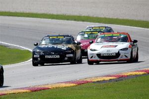 Mark Drennan's, Bryan Ortiz's, Nathanial Sparks' and Matt Cresci's Mazda MX-5 Cups