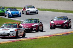 Bryan Ortiz's, Nathanial Sparks', Matt Cresci's, Keith Jensen's and Tom Martin, III's Mazda MX-5 Cups