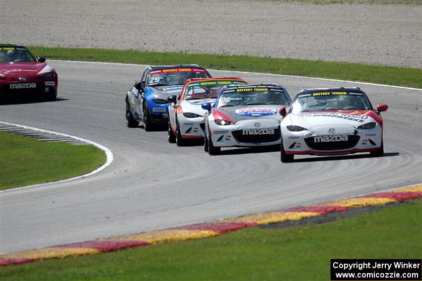 Todd Lamb's, Robert Stout's, Patrick Gallagher's, Bryan Ortiz's and Nathanial Sparks' Mazda MX-5 Cups