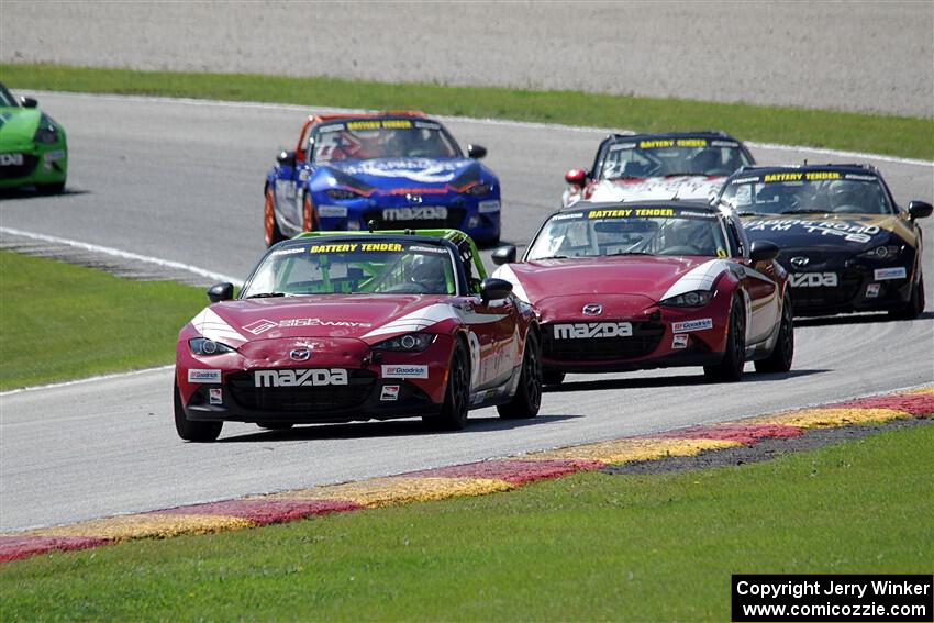 Bryan Ortiz's, Nathanial Sparks', Matt Cresci's, Tom Martin, III's and Luke Oxner's Mazda MX-5 Cups