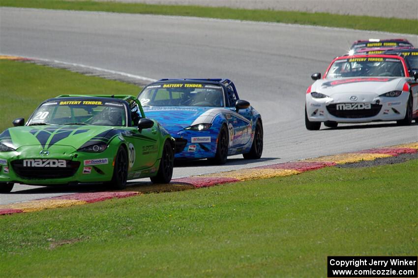 Hernan Palermo's, Keith Jensen's, Brian Henderson's and Nicholas Evancich's Mazda MX-5 Cups
