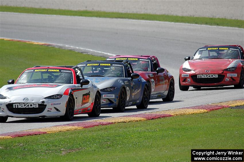 Brian Henderson's, Nicholas Evancich's, Ashton Harrison's and Zach Lee's Mazda MX-5 Cups