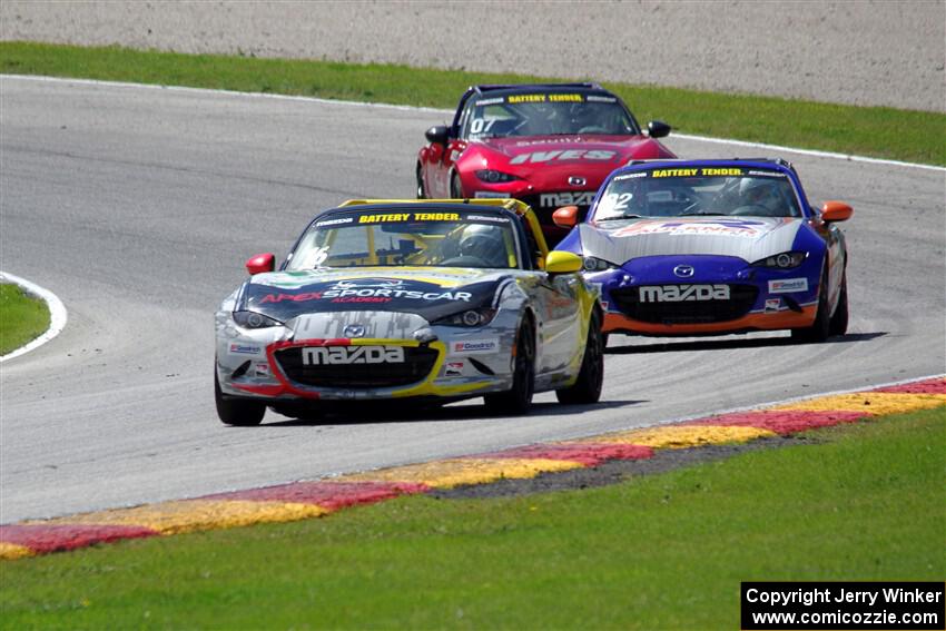 John Dean's, Max Faulkner's and Joe DaSilva's Mazda MX-5 Cups