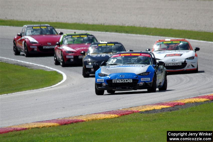 Patrick Gallagher's, Mark Drennan's, Bryan Ortiz's, Nathanial Sparks' and Matt Cresci's Mazda MX-5 Cups
