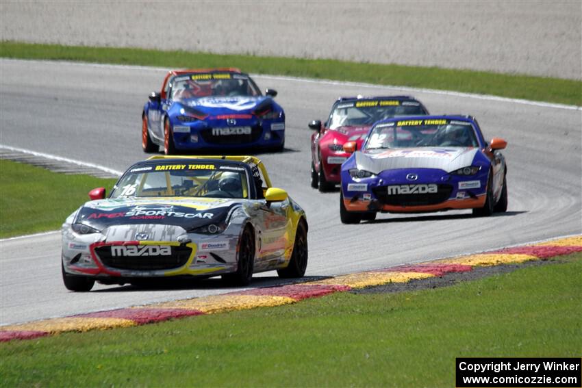 John Dean's, Max Faulkner's, Joe DaSilva's and Luke Oxner's Mazda MX-5 Cups