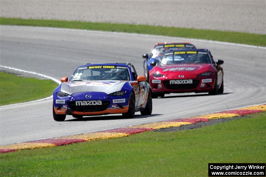 Max Faulkner's, Joe DaSilva's and Luke Oxner's Mazda MX-5 Cups