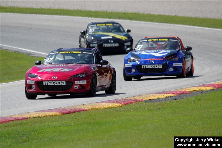 Joe DaSilva's, Luke Oxner's and Andrew List's Mazda MX-5 Cups