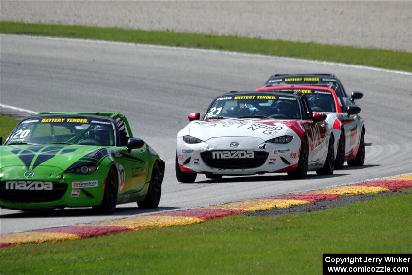 Hernan Palermo's, Tom Martin, III's, Brian Henderson's and Nicholas Evancich's Mazda MX-5 Cups