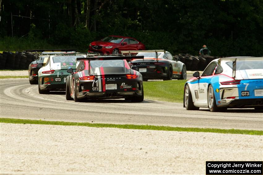 Roman De Angelis', David Kolkmann's and Maxwell Root's Porsche GT3 Cups