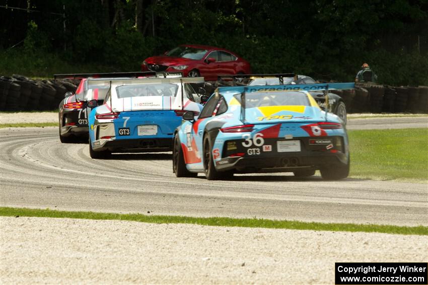 David Kolkmann's, Maxwell Root's and Michael Levitas' Porsche GT3 Cups