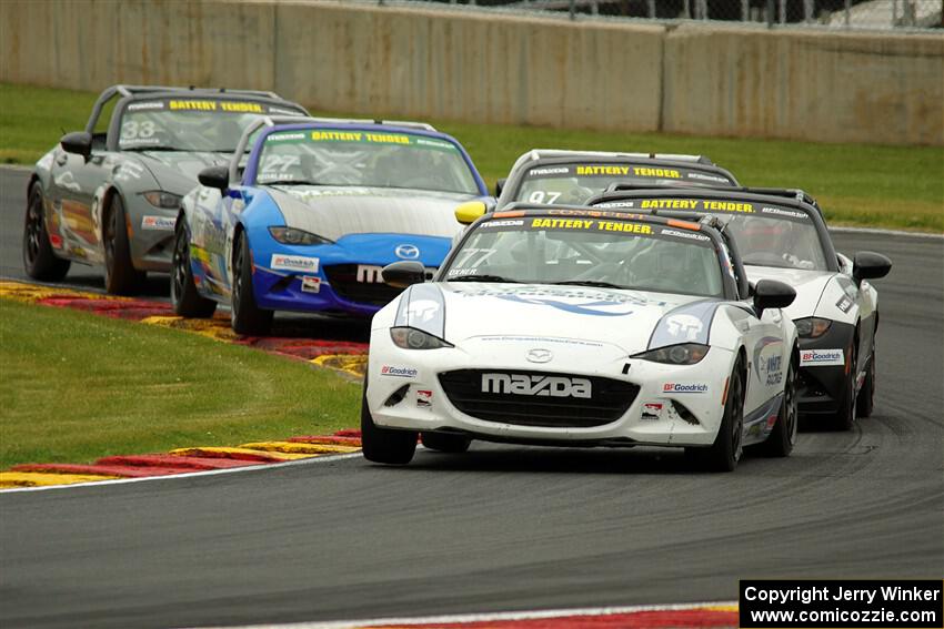 Luke Oxner's, Robert Noaker's, Brian Henderson's, Nick Igdalsky's and Alex Bachoura's Mazda MX-5 Cups