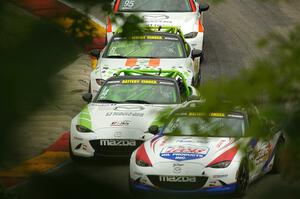Robert Stout's, Bryan Ortiz's, Nathanial Sparks' and Thomas Bernacki's Mazda MX-5 Cups