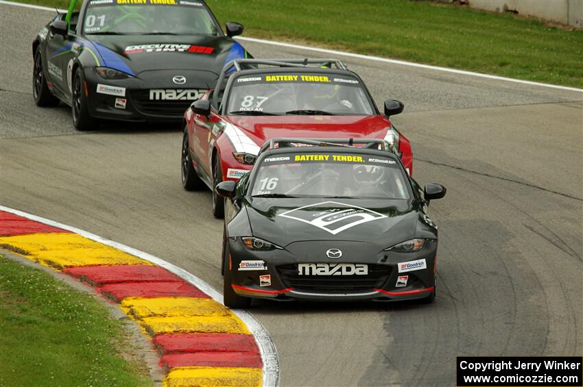 John Dean, II's, Selin Rollan's and Nikko Reger's Mazda MX-5 Cups
