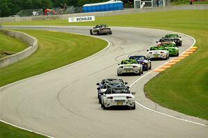 Mazda MX-5 Cup cars head through Thunder Valley.