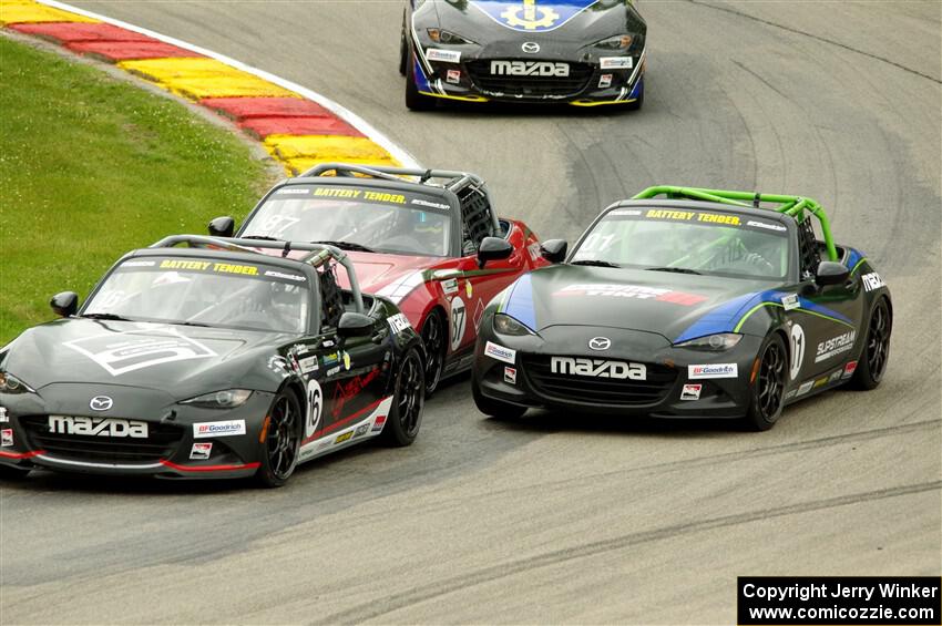John Dean, II's, Selin Rollan's and Nikko Reger's Mazda MX-5 Cups