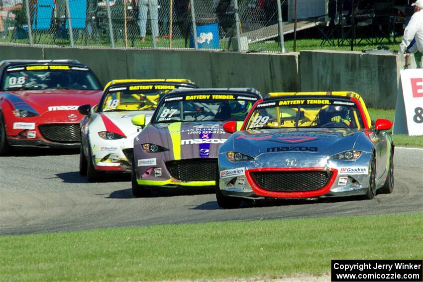 Drake Kemper's, Selin Rollan's, Danny Bender's and Michael Carter's Mazda MX-5 Cups