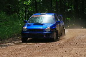 Jimmy Pelizzari / Bryce Proseus Subaru WRX on SS1, Camp 3 North.