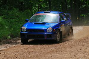 Jimmy Pelizzari / Bryce Proseus Subaru WRX on SS1, Camp 3 North.