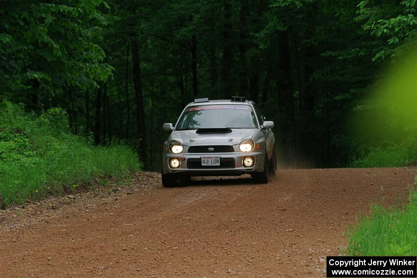 Noah Jacobson / Nathan Vance Subaru WRX on SS1, Camp 3 North.