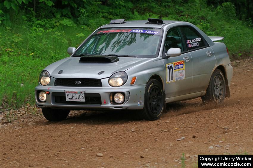 Noah Jacobson / Nathan Vance Subaru WRX on SS1, Camp 3 North.