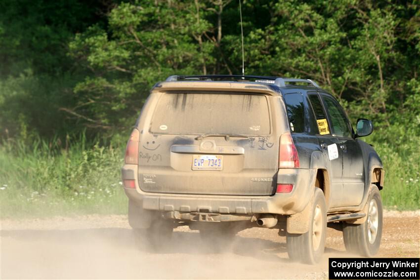 A Toyota 4Runner sweeps SS6, Camp 3 South.