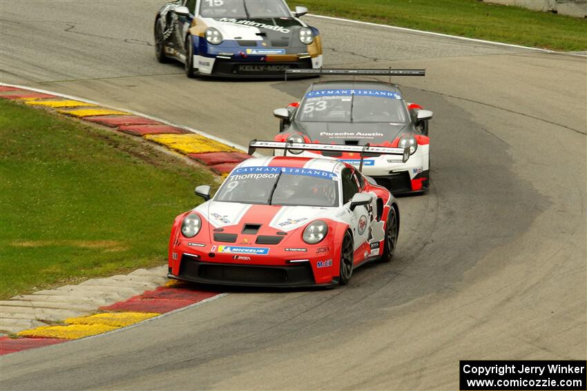 Parker Thompson's, Riley Dickinson's and Seb Priaulx's Porsche GT3 Cups