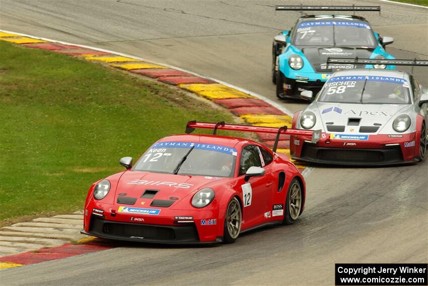 Leh Keen's, T.J. Fischer's and Maxwell Root's Porsche GT3 Cups