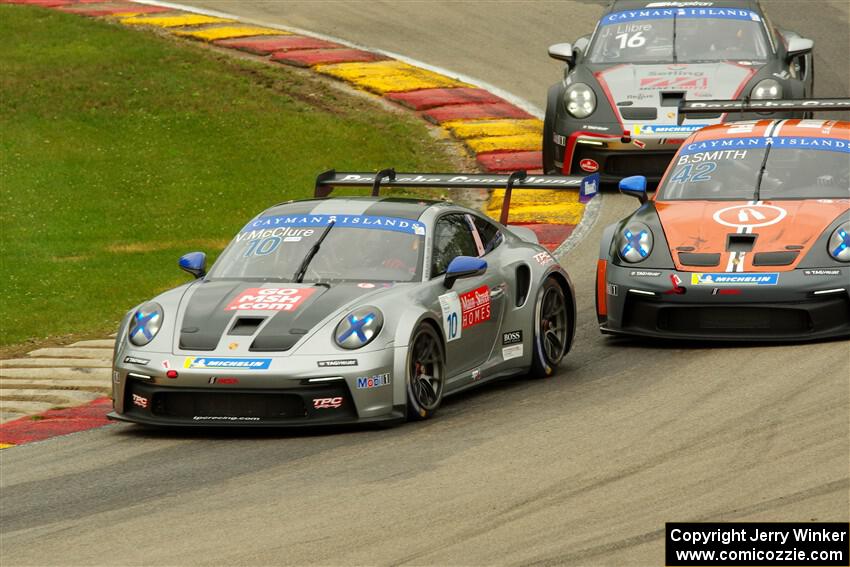 Vernon McClure's, Bill Smith's and Jimmy Llibre's Porsche GT3 Cups