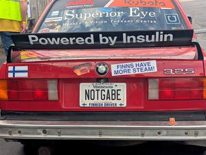 Levi Johnson / Griffin Johnson BMW 325e at parc expose at Soo Pass Ranch.