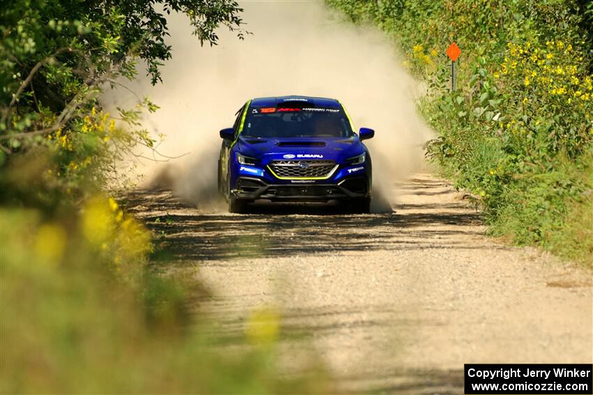 Travis Pastrana / Rhianon Gelsomino Subaru WRX ARA25L on SS3, Refuge I.