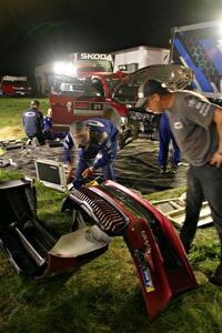 Conner Martell / Alex Gelsomino Skoda Fabia RS Rally2 at Pioneer Farm service after day two.