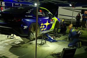 Travis Pastrana / Rhianon Gelsomino Subaru WRX ARA25L at Pioneer Farm service after day two.
