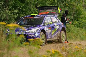 Patrick Gruszka / John Hall Hyundai i20 R5 was stalled by the side of the stage on SS11, Otterkill I.