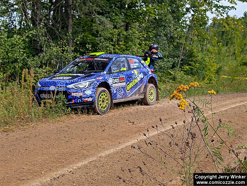 Patrick Gruszka / John Hall Hyundai i20 R5 was stalled by the side of the stage on SS11, Otterkill I.