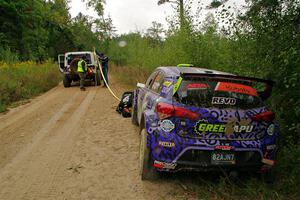 Patrick Gruszka / John Hall Hyundai i20 R5 is swept on SS11, Otterkill I.