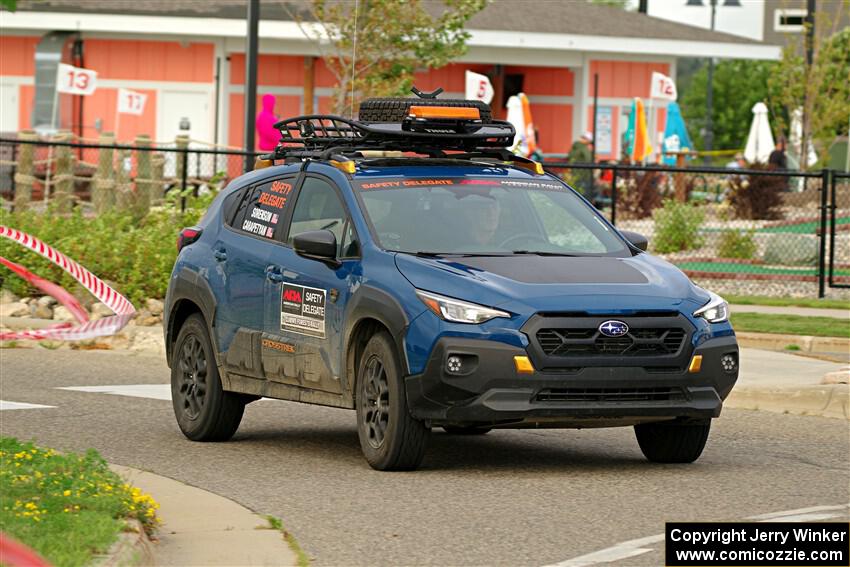 The 'Safety Delegate' car, a Subaru Crosstrek, on SS20, Sanford Center.