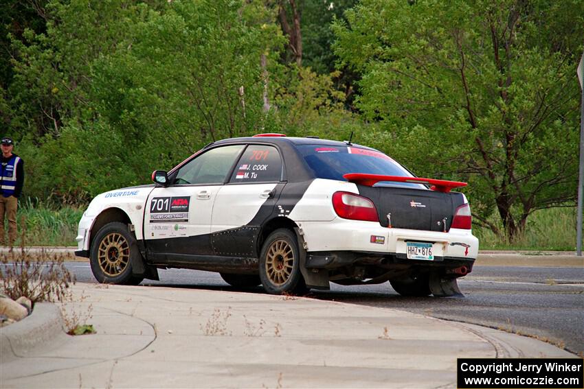 Jason Cook / Maggie Tu Subaru WRX on SS20, Sanford Center.