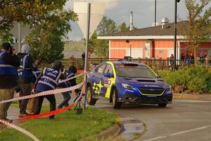 Travis Pastrana / Rhianon Gelsomino Subaru WRX ARA25L on SS20, Sanford Center.