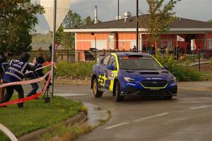 Travis Pastrana / Rhianon Gelsomino Subaru WRX ARA25L on SS20, Sanford Center.