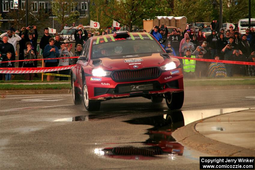 Conner Martell / Alex Gelsomino Skoda Fabia RS Rally2 on SS20, Sanford Center.