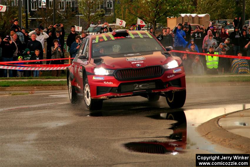 Conner Martell / Alex Gelsomino Skoda Fabia RS Rally2 on SS20, Sanford Center.