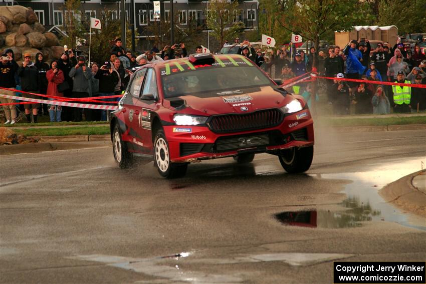 Conner Martell / Alex Gelsomino Skoda Fabia RS Rally2 on SS20, Sanford Center.